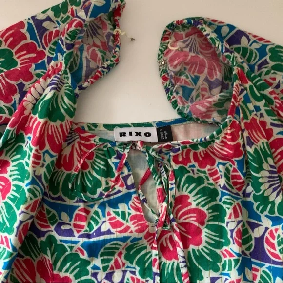 Rixo London Roxy Hibiscus Floral Long Sleeve Cotton Mini Dress, Medium - Picture 13 of 16